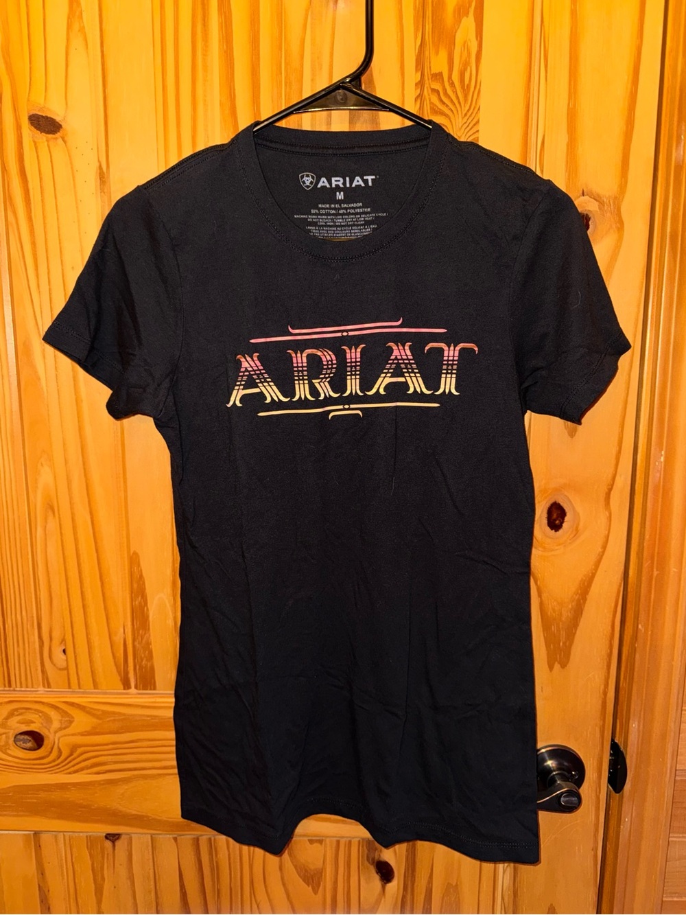 Ariat Black Tee with Sunset Gradient Logo